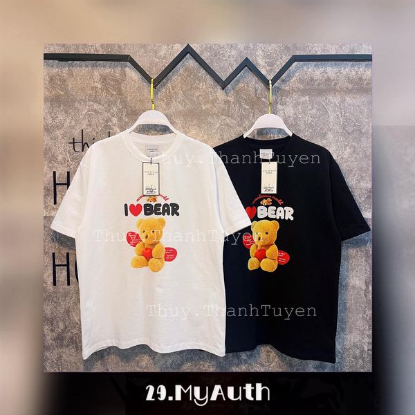 Áo thun ADLV (chính hãng) I-LOVE-BEAR BLACK-WHITE
