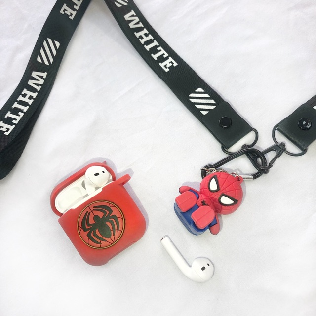 Combo ốp Airods nhện mông to Spider Man- Móc khoá chibi Spider Man kèm ốp silicon dẻo Airpods