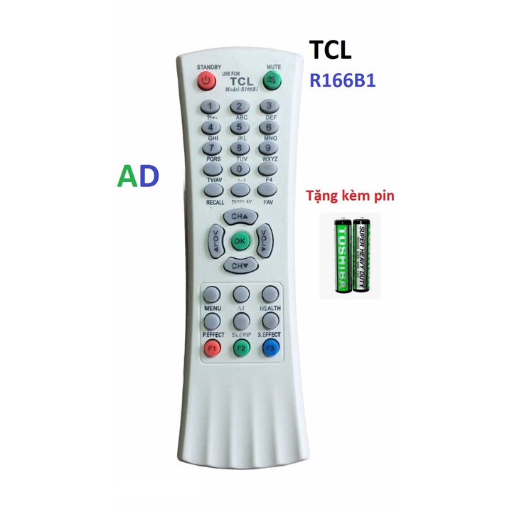 Remote Điều Khiển TiVi TCL model R166B1 dầy cong đời cũ-tặng kèm pin ,Remote Điều Khiển TiVi TCL CRT R166B1