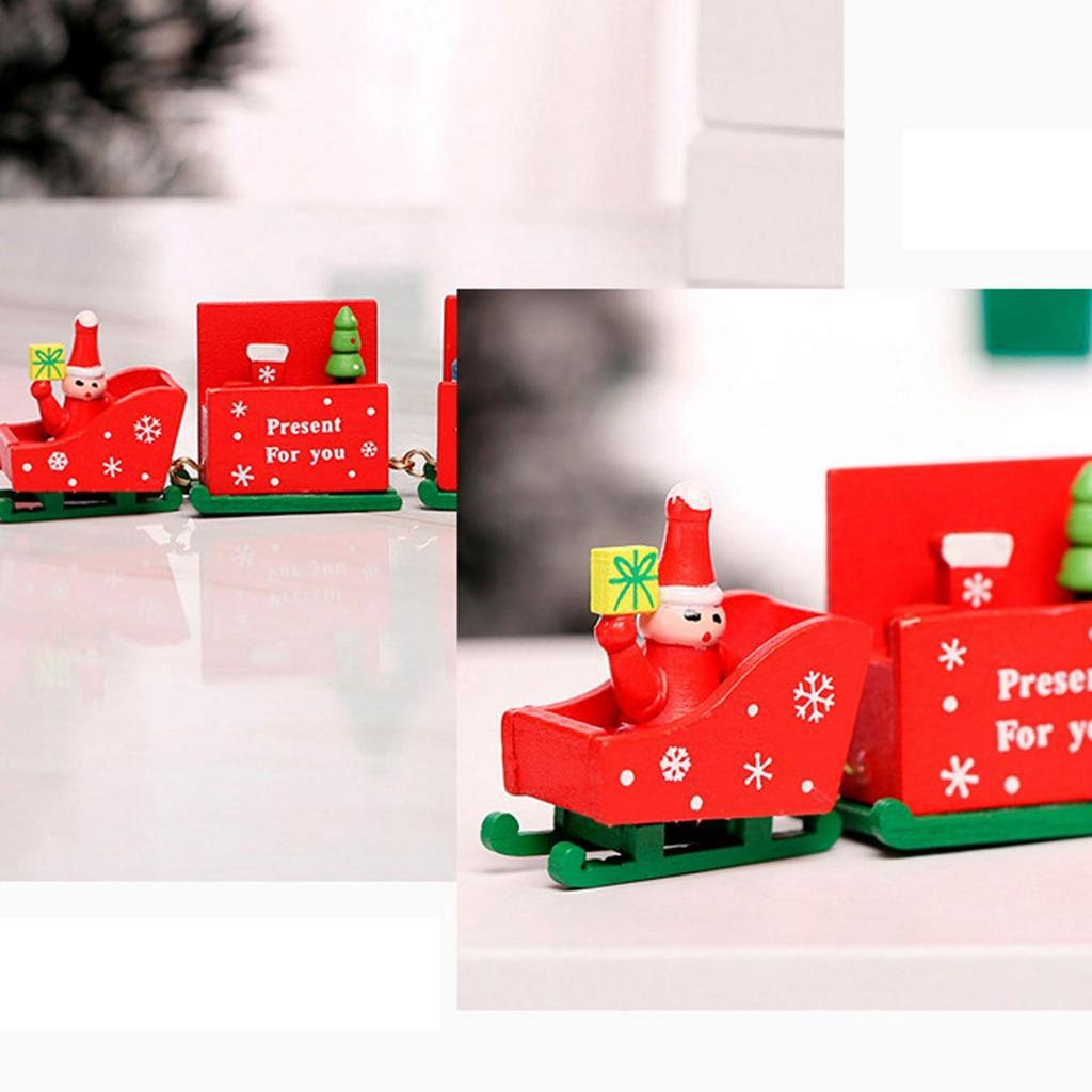 Mô Hình Đoàn Tàu Xe Lửa Bằng Gỗ 4 Cái Cho Trang Trí Giáng Sinh