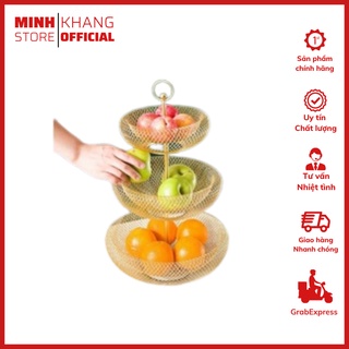 (Decor Sang Chảnh) Khay Inox Đựng Thức Ăn, Hoa Quả Màu Vàng Gold Cao Cấp 3 Tầng.