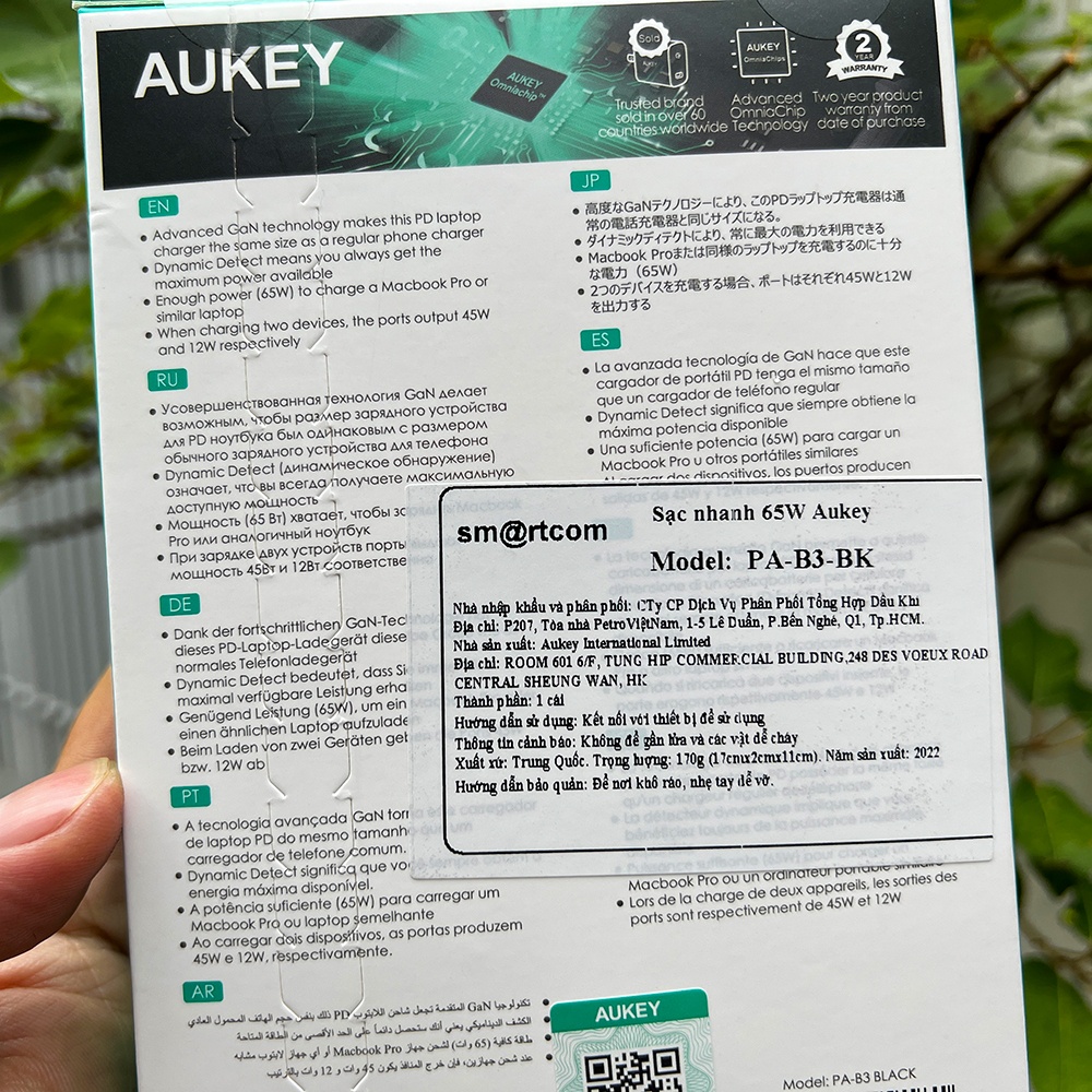 CỦ SẠC NHANH AUKEY OMNIA MIX 65W PA-B3