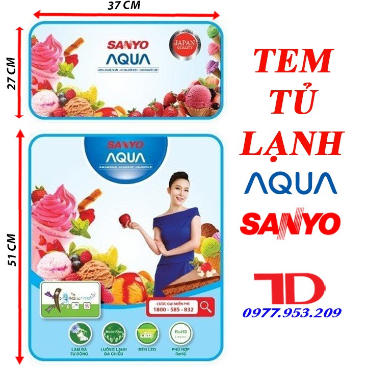 Miếng dán tủ lạnh SANYO, tem dán trang trí tủ lạnh SANYO mẫu 4