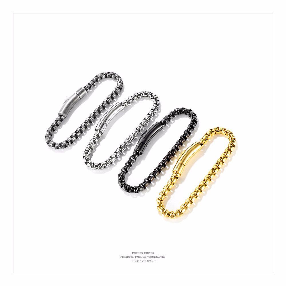 Vòng Tay Dây Xích Dày Bằng Thép Không Gỉ Có Thể Điều Chỉnh Phong Cách Hip Hop