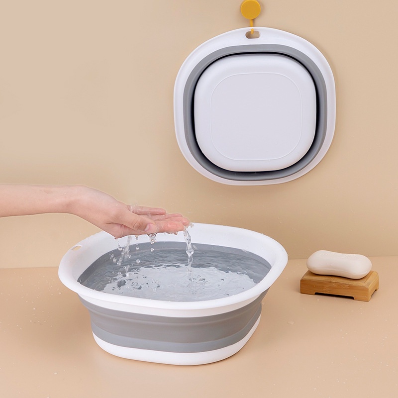 Chậu gấp gọn silicon đa năng. Chậu gấp gọn giặt quần áo thau rửa tay rửa mặt chậu tắm cho bé tiết kiệm diện tích 88331