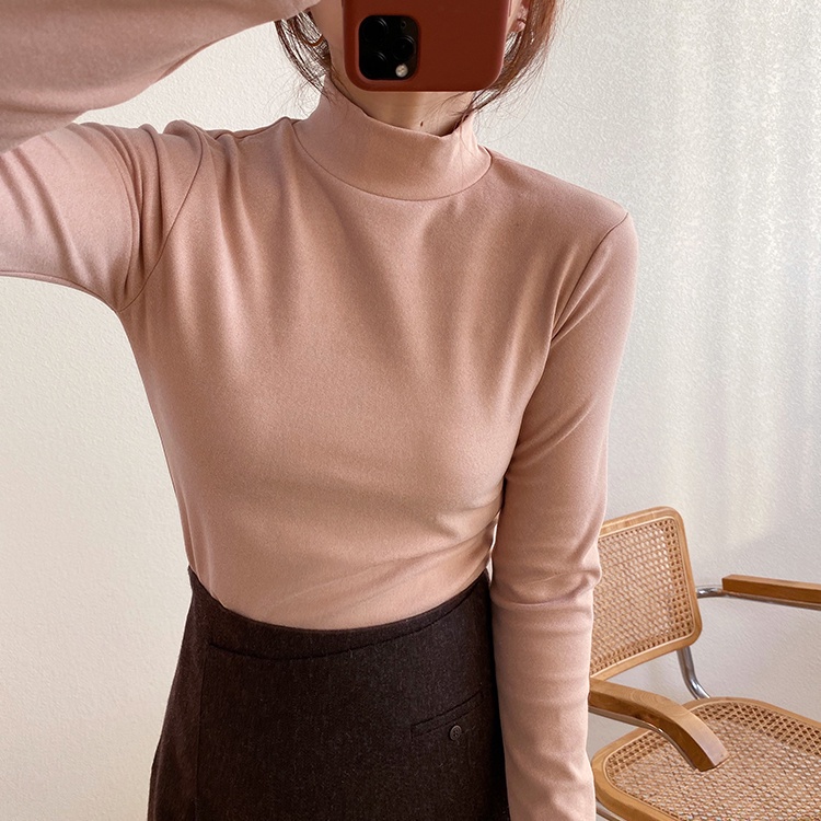 (MỚI) Áo thun tay dài cổ lọ màu trơn cho nữ