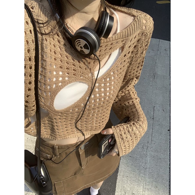 LALISAS Áo Croptop Mỏng Chống Nắng Phong Cách Thời Trang Hàn Quốc