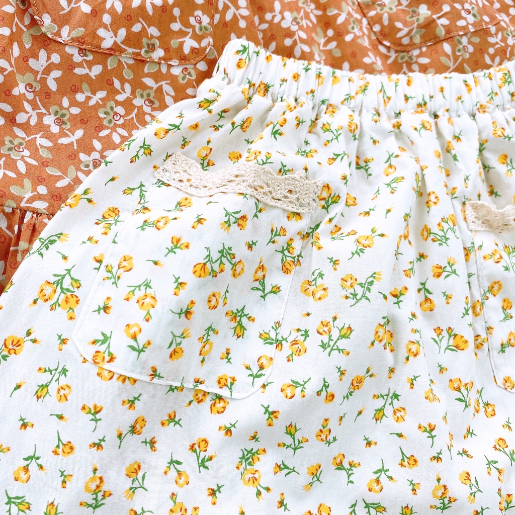 Set váy bé gái áo bèo chân váy hoa dễ thương MINTSCLOSET Mint's Closet tay ngắn 2 3 4 5 6 tuổi - GS1068