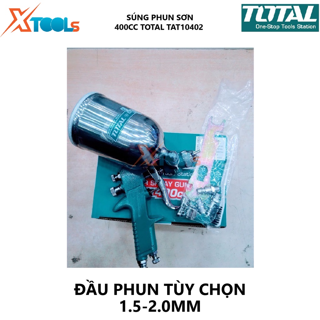 Súng phun sơn khí nén TOTAL TAT10402 thiết bị phun sơn 1.5mm,Áp suất 3.0-4.0 bar,3.5-6.0cfm(99-170l/min), 400cc [XTOOLs]
