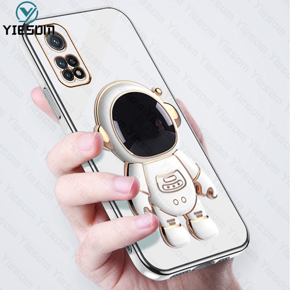 Ốp Điện Thoại Silicon Dẻo Mạ Màu Hình Phi Hành Gia Sang Trọng Cho Xiaomi Redmi Note 11 10 Pro 11S 10S 4G 5G 9S 9 Pro