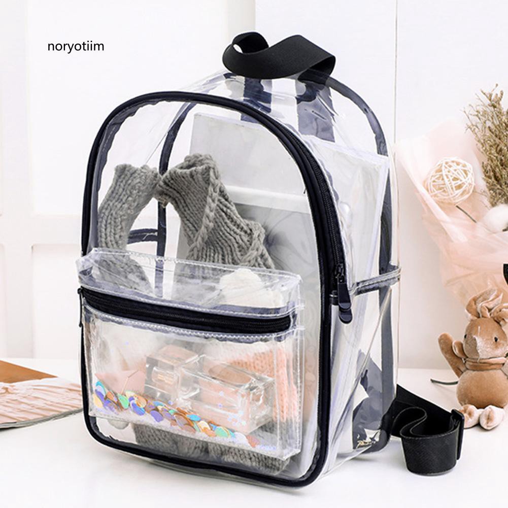 Ba lô nhựa PVC màu trong suốt trang trí kim sa lấp lánh thời trang