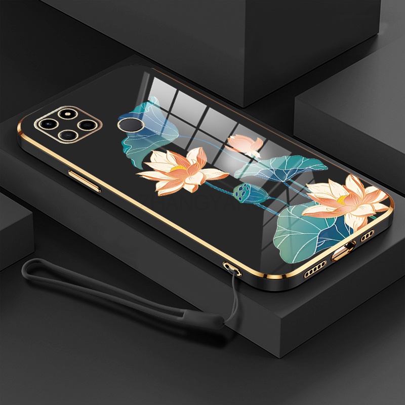 ốp lưng Realme c25 c25s c12 ốp điện thoại Realme c25 c25s c12 Ốp Điện Thoại TPU Dẻo Mạ Màu Họa Tiết Hoa Sen Sang Trọng