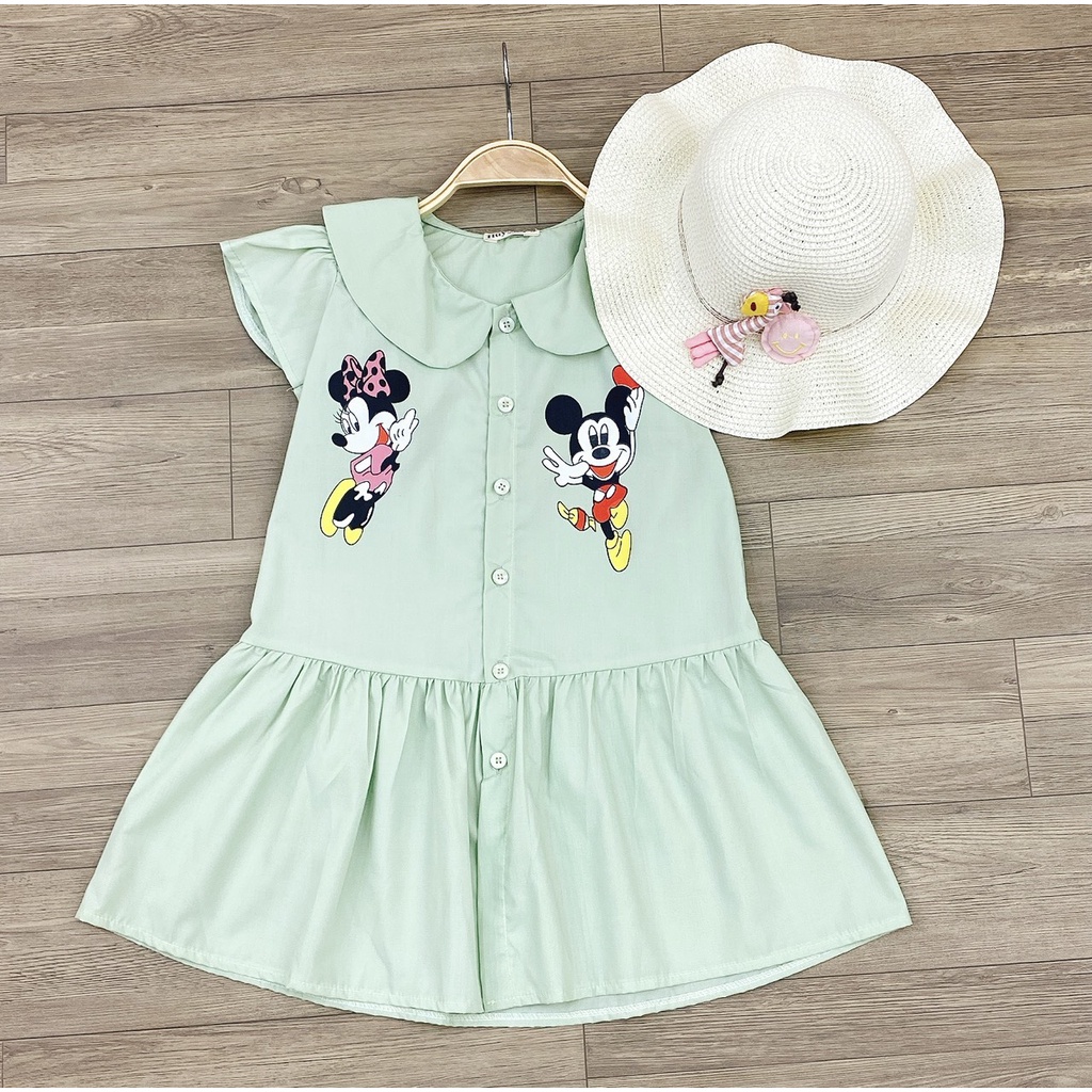 Đầm babydoll phong cách Hàn Quốc cho bé gái size 15-32kg chất kate mềm mát