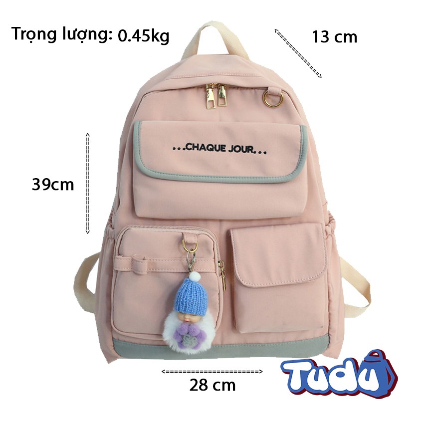 Balo Đi Học Tudu, Ba Lô Nam Nữ Hàn Quốc, Vải Dù Chống Nước, Đựng Vừa A4 Và Laptop 14 inch CN153