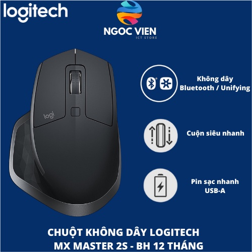 [Hỏa Tốc-HCM] Chuột không dây Bluetooth Logitech MX Master 2s - form to, pin sạc USB-A, Mac/ Laptop - Ngọc Viên Store