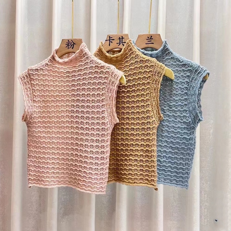 SUXI Áo Croptop Dệt Kim Cổ Lọ Màu Sắc Đơn Giản Phong Cách Hàn Quốc Thời Trang Mùa Hè Cho Nữ