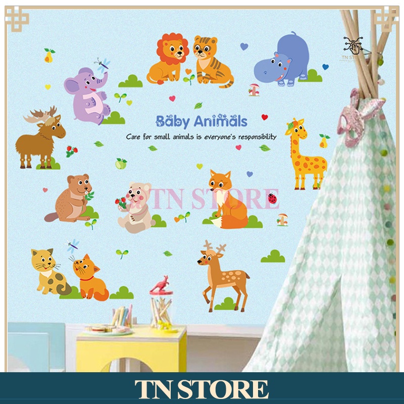 Miếng dán tường DỄ THƯƠNG TRANG TRÍ PHÒNG CHO BÉ HÌNH CÁC LOÀI ĐỘNG VẬT NGOÀI HOANG DÃ TN Store DECAL895