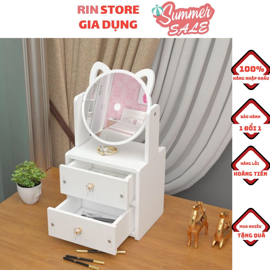 [Mã LIFE20KALL giảm 10% đơn 50K] Kệ Đựng Mỹ Phẩm 2 Tần, Kệ Mỹ Phẩm Có Gương Trang Điểm, Nhỏ Gọn Đựng, Mỹ Phẩm Cực HOT
