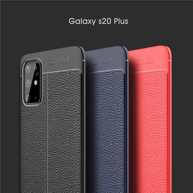 Ốp Lưng Silicon Vân Da Auto Focus Cho Samsung Galaxy S20 Plus, Ốp Lưng Samsung