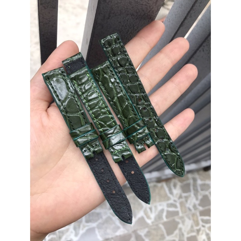 Dây đồng hồ da bò nữ thật 100% màu xanh lá cây 10 12 14 16