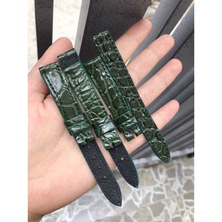 Dây đồng hồ da bò nữ thật 100% màu xanh lá cây 10 12 14 16