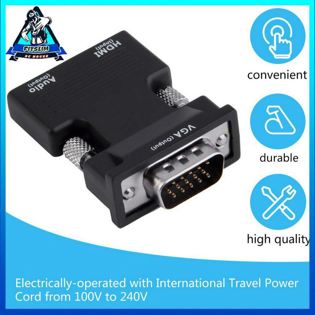 Đầu Chuyển Đổi Hdmi Cái Sang Vga + Âm Thanh Hỗ Trợ Đầu Ra Tín Hiệu 1080p