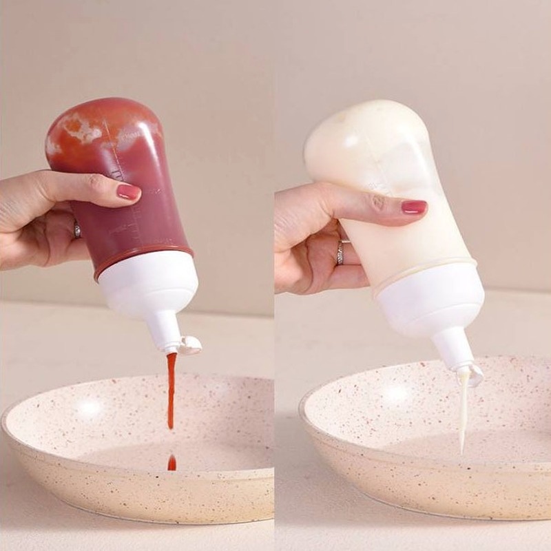 Bình Nhựa Đựng Nước Sốt 350ml Có Nắp Đậy Tiện Lợi