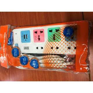 Ổ cắm điện đa năng comet ces4333 + cổng sạc usb; ổ cắm nối dài an toàn comet ces4333 3m