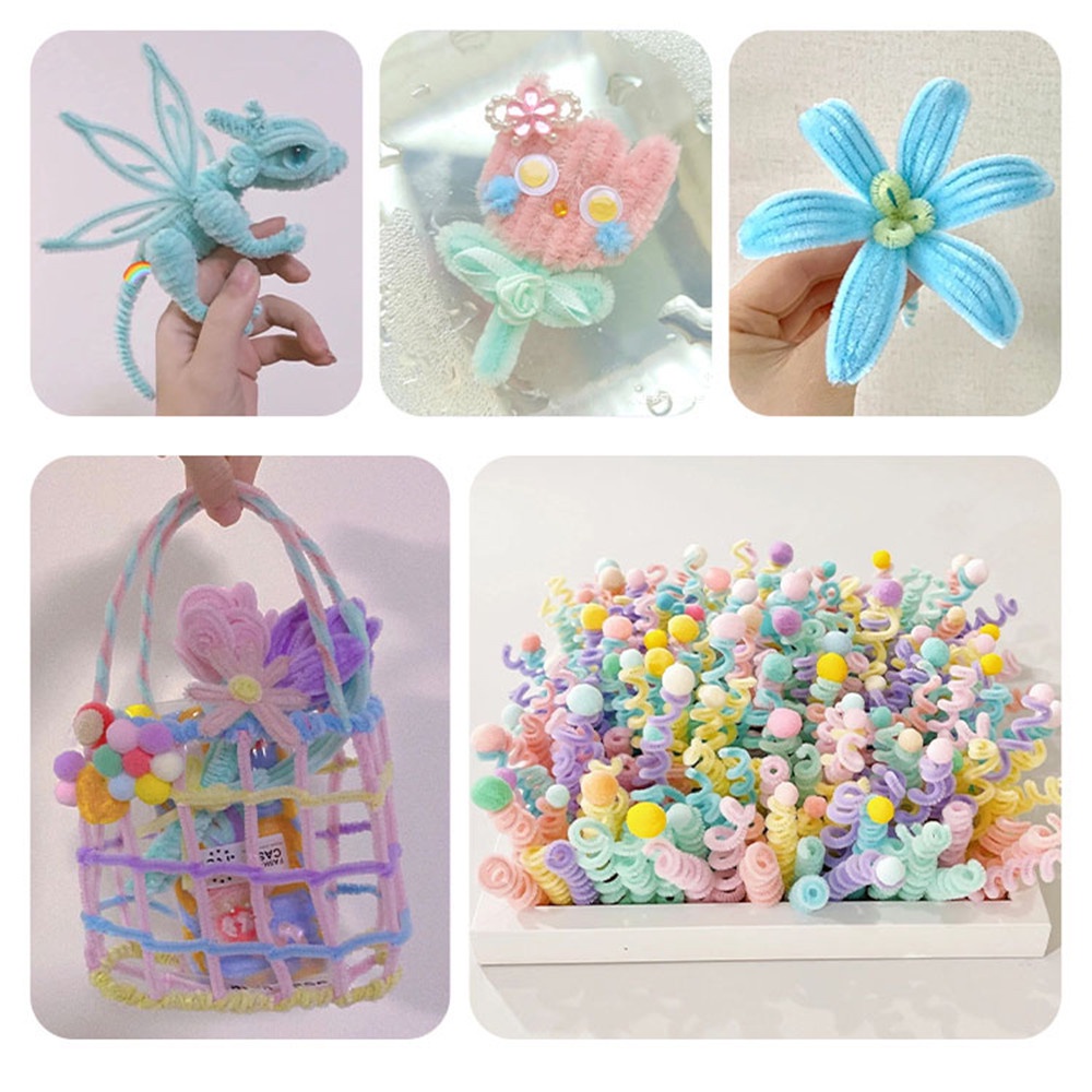 Set 100 dây xoắn dùng để làm bó hoa DIY tùy chọn hoa len handmade Macaron Làm Đồ Thủ Công DIY Đa Ứng Dụng giấy nhún hoa Valentine's Day Gift