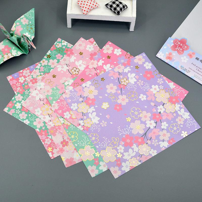 Giấy Xếp origami Hình Vuông In Họa Tiết Hoa Anh Đào Phong Cách Nhật Bản
