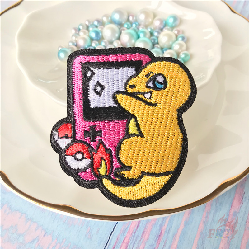 ☸ Miếng Dán Ủi Quần Áo Hình Pokemon GO - Game ☸ 1 Huy Hiệu Ủi Thêu Hình Pikachu / Charmander / Bulbasaur / Squirtle