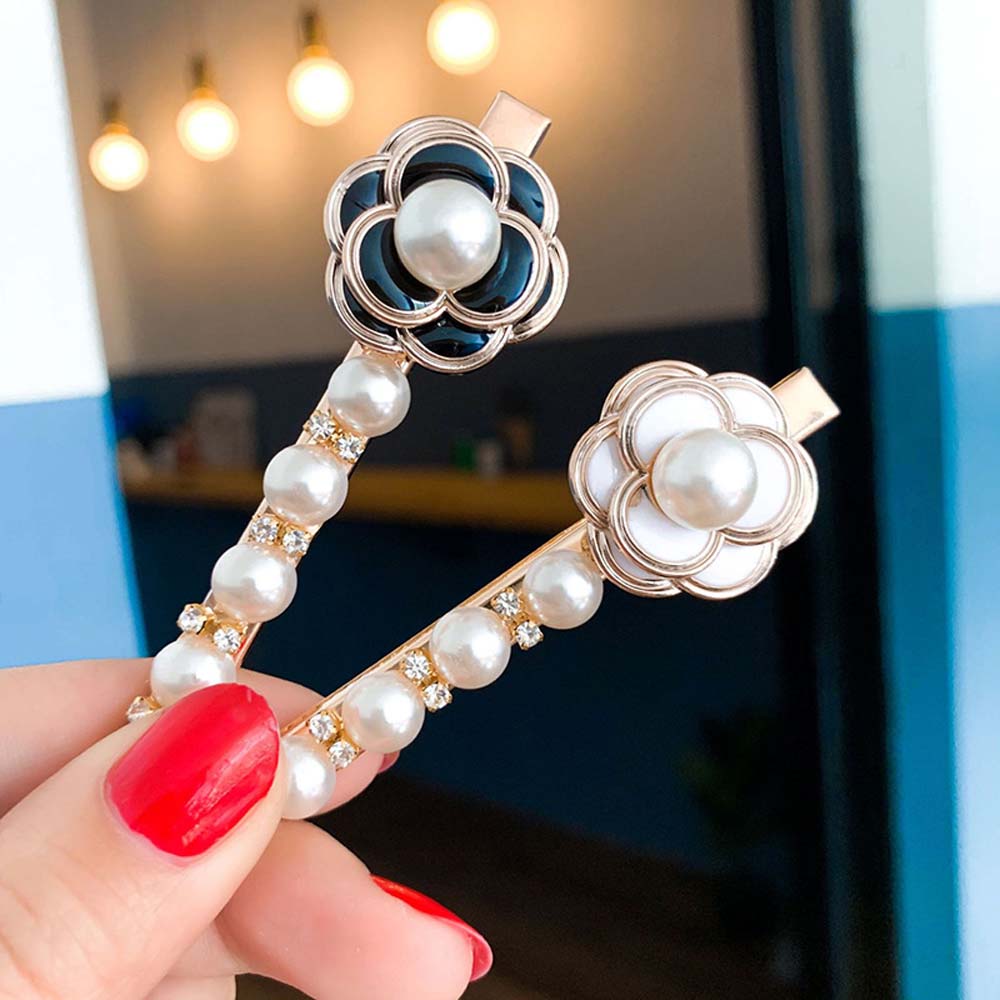 Kẹp tóc kiểu hoa đính ngọc trai giả thời trang dành cho nữ