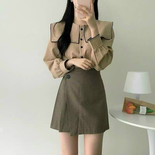 SET ÁO SƠ MI KÈM CHÂN VÁY CARO (XẢ KHO KÈM ẢNH THẬT 100%)