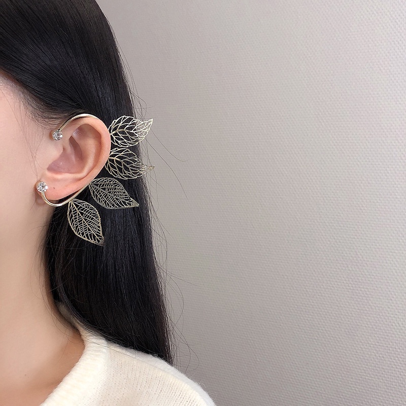 Bông tai hình lá cây đính đá lấp lánh phong cách Bohemian thời trang cho nữ