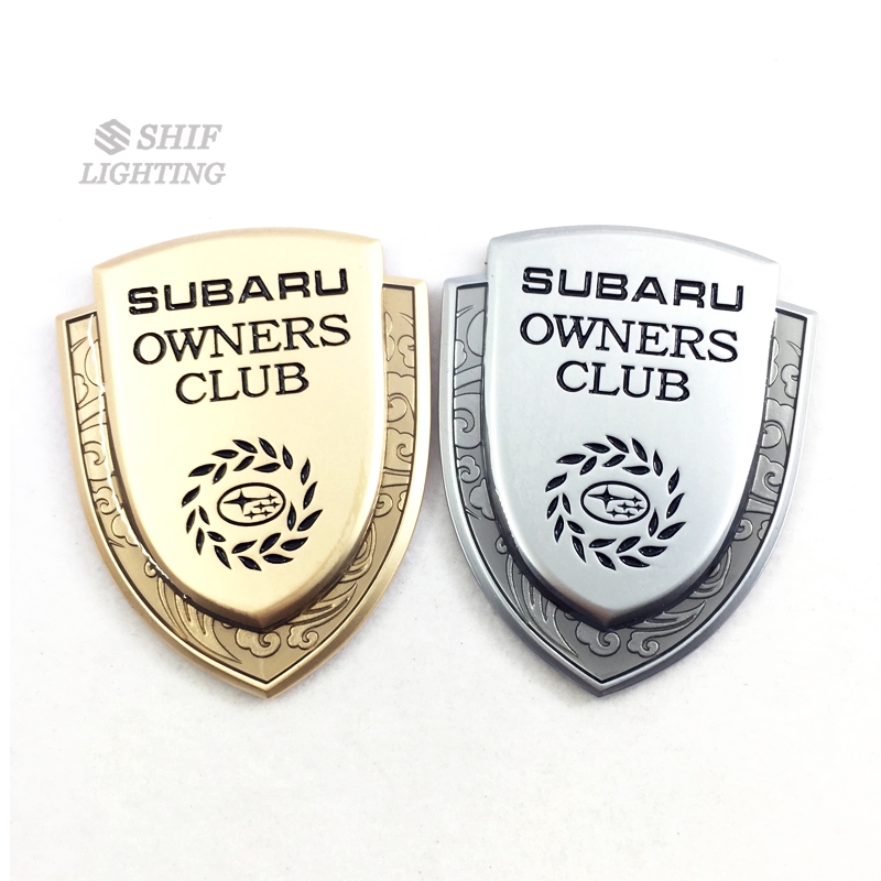 1 x Metal Gold SUBARU OWNERS Club Logo Car Auto Decorative Side Rear Emblem Badge Sticker Decal for SUBARU