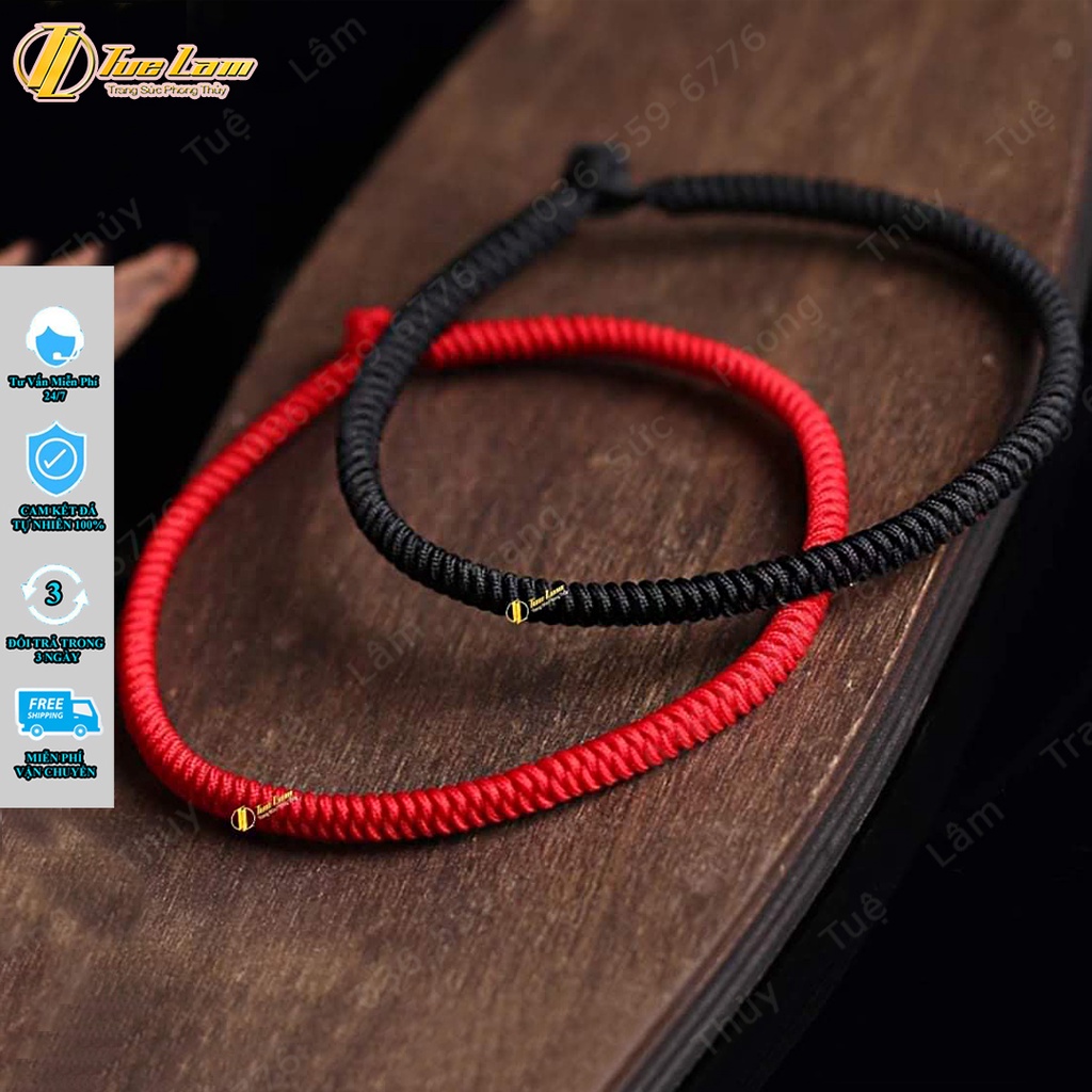 Vòng chỉ nút thắt đỏ đen tây tạng may mắn