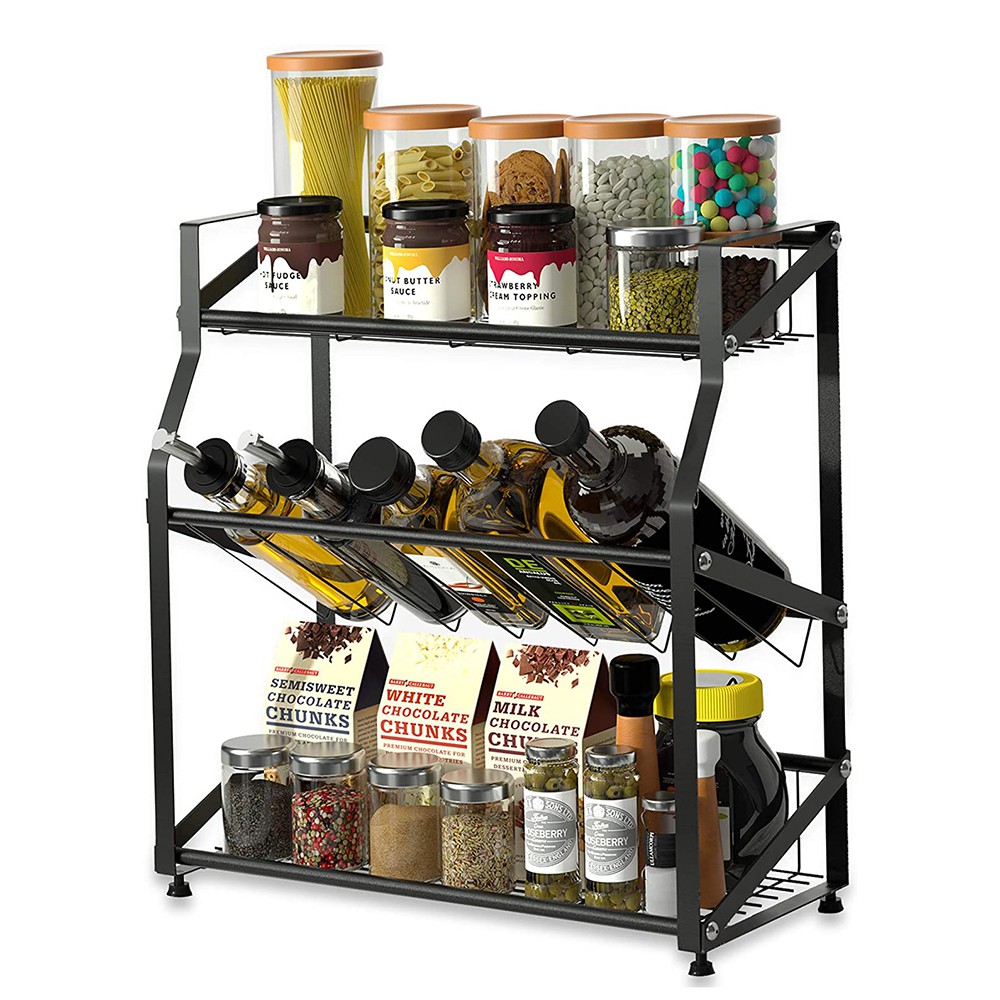 Kệ gia vị 3 tầng thép chống gỉ cao cấp [MÃ GIẢM 100K] Giá kệ bếp sơn tĩnh điện đa năng VANDO