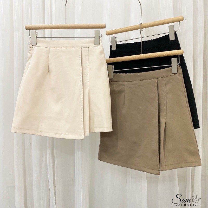 chân váy ly vạt một bên chun sau