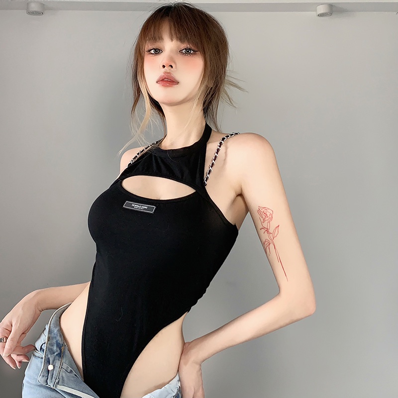 Kliou 2022 Mới vào mùa hè Áo liền quần Kliou hở lưng dáng ôm phong cách Châu Âu quyến rũ dành cho nữ