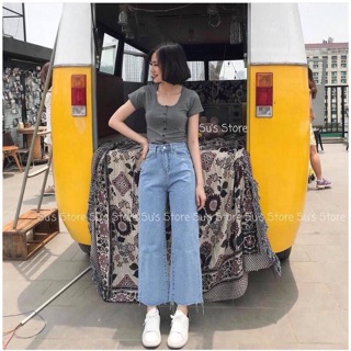 Quần jean ống rộng( màu xanh đậm( hàng loại1)