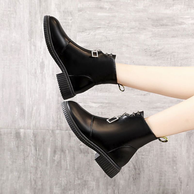 Giày Boot Nữ,Giày Bốt Thời Trang Thu Đông Thiết kế Mới Khóa Kéo Da Mềm Phiên Bản Hàn Quốc Hot trend 2022 GB05