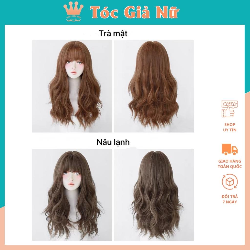 Tóc giả nữ đẹp nguyên đầu xù dợn sóng đẹp, tặng kèm lưới trùm tóc wig, mã 8269