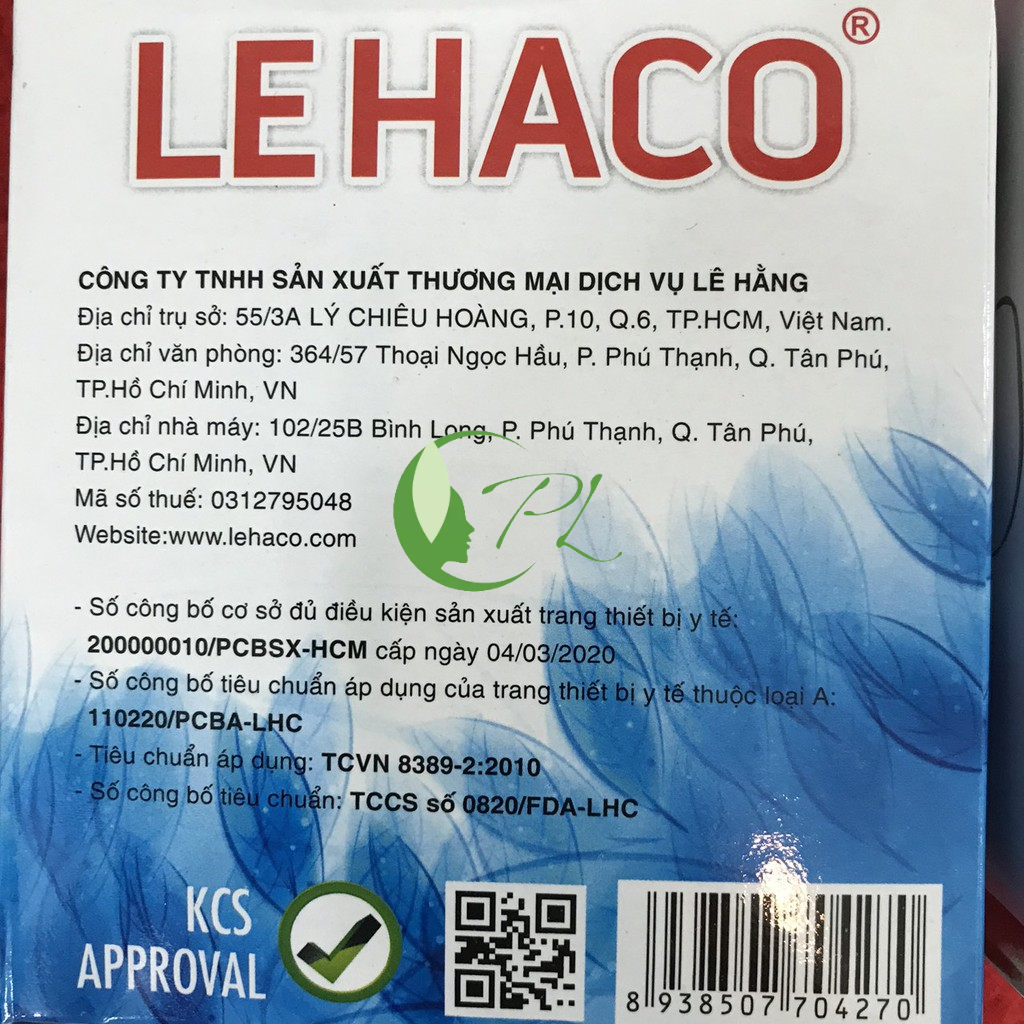 Khẩu Trang Y Tế 4 Lớp Kháng Khuẩn Cao Cấp Than Hoạt Tính LEHACO  50 cái / 1 hộp