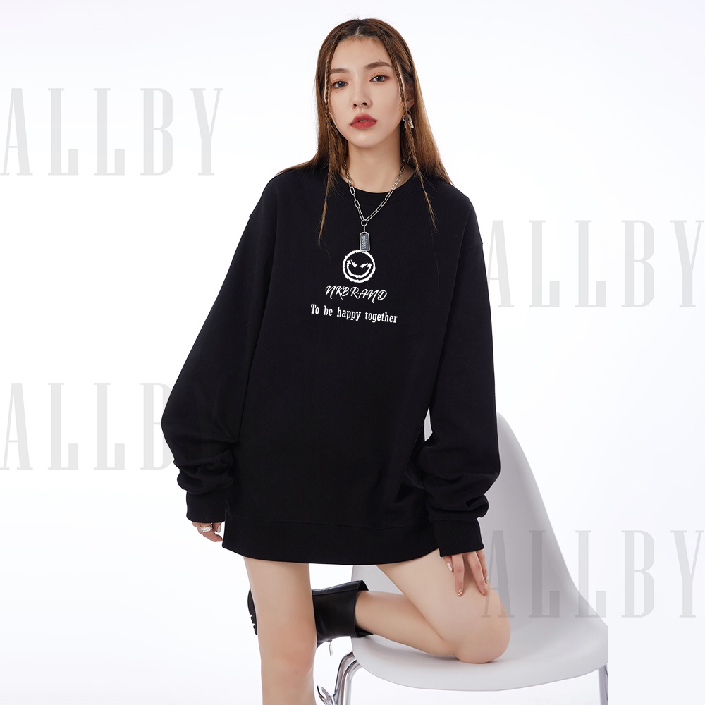 Áo nỉ sweater Unisex Allby NKB nam nữ in trước sau độc lạ