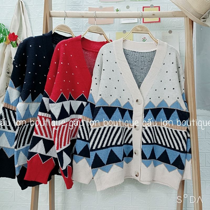 áo cardigan len hoạ tiết thổ cẩm ulzzang