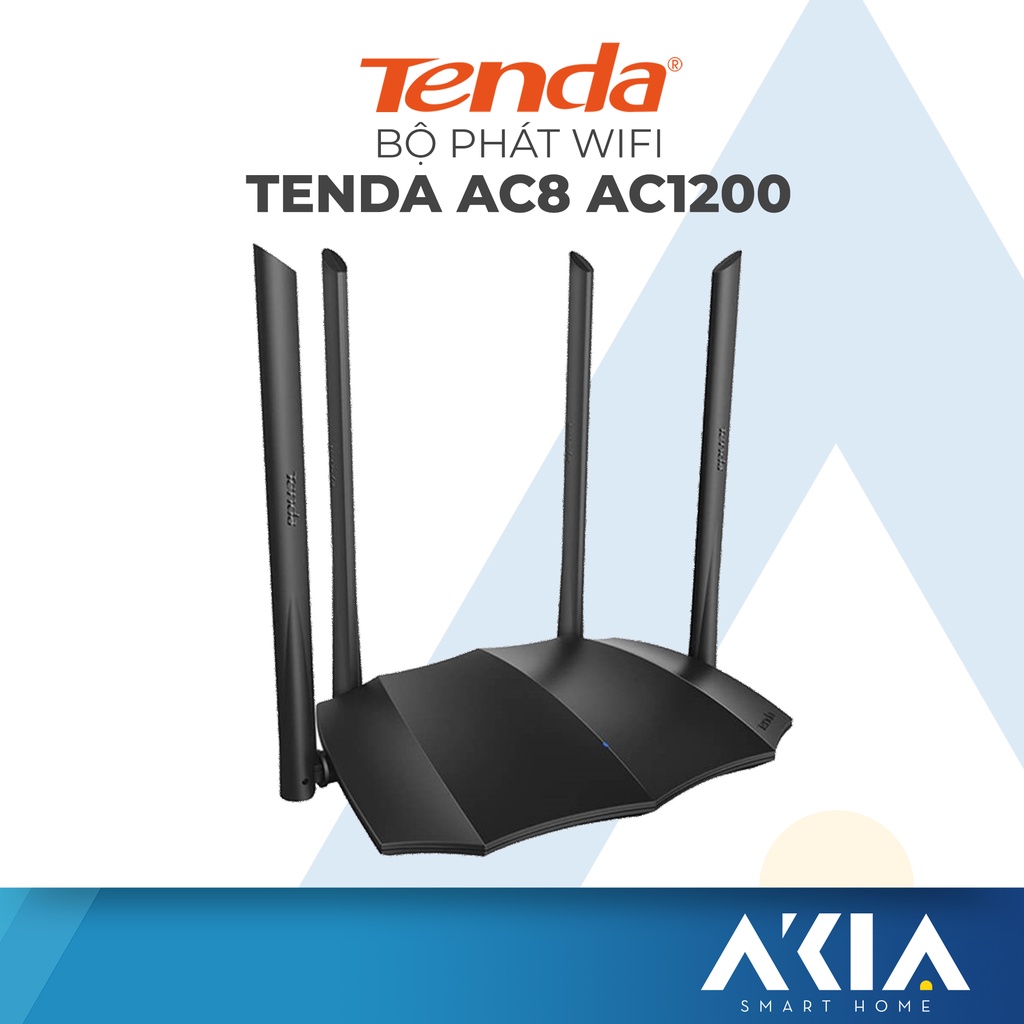 Bộ phát wifi băng tần kép Tenda AC8 AC1200 - 4 Cổng LAN Gigabyte 1000mbps, Wifi 2 băng tần, 4 Ăng ten phủ sóng rộng