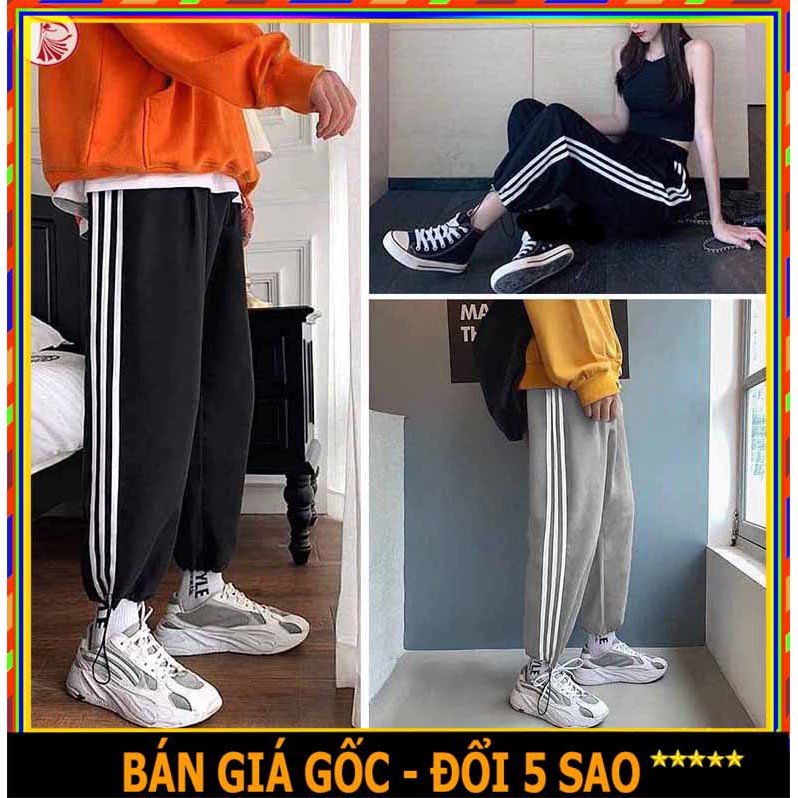 🌸 SIÊU HOT 🌸 QUẦN JOGGER NỈ GOURD Unisex PHỐI 3 SỌC BO CHÂN DÂY RÚT MẶC ĐƯỢC 2 KIỂU ỐNG XUÔNG - ÔM NAM NỮ THUN DÀY DÀI