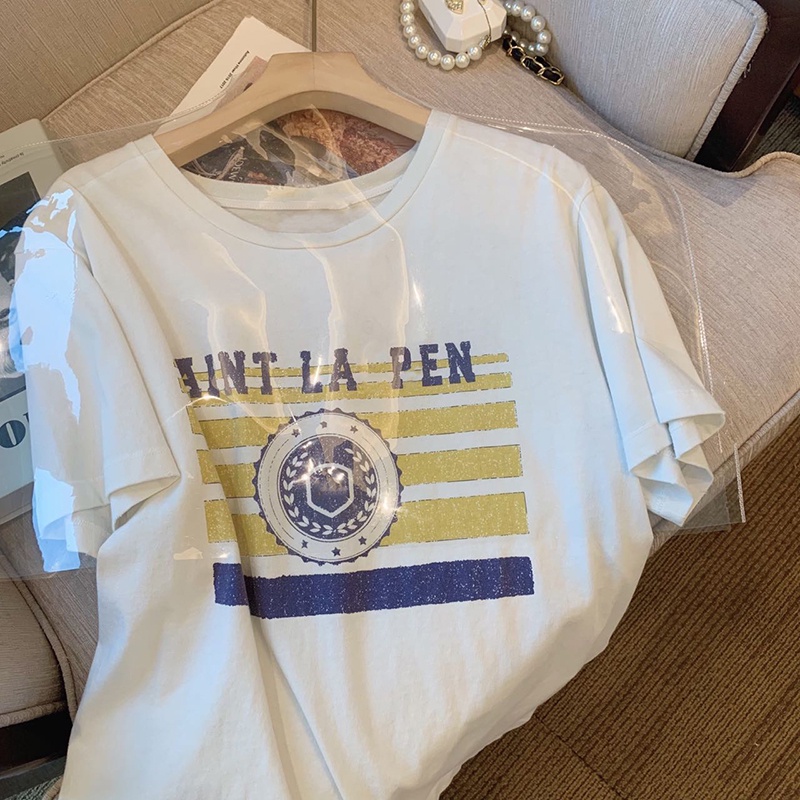 NRVP Áo thun nữ ngắn tay in chữ phong cách Hàn Quốc