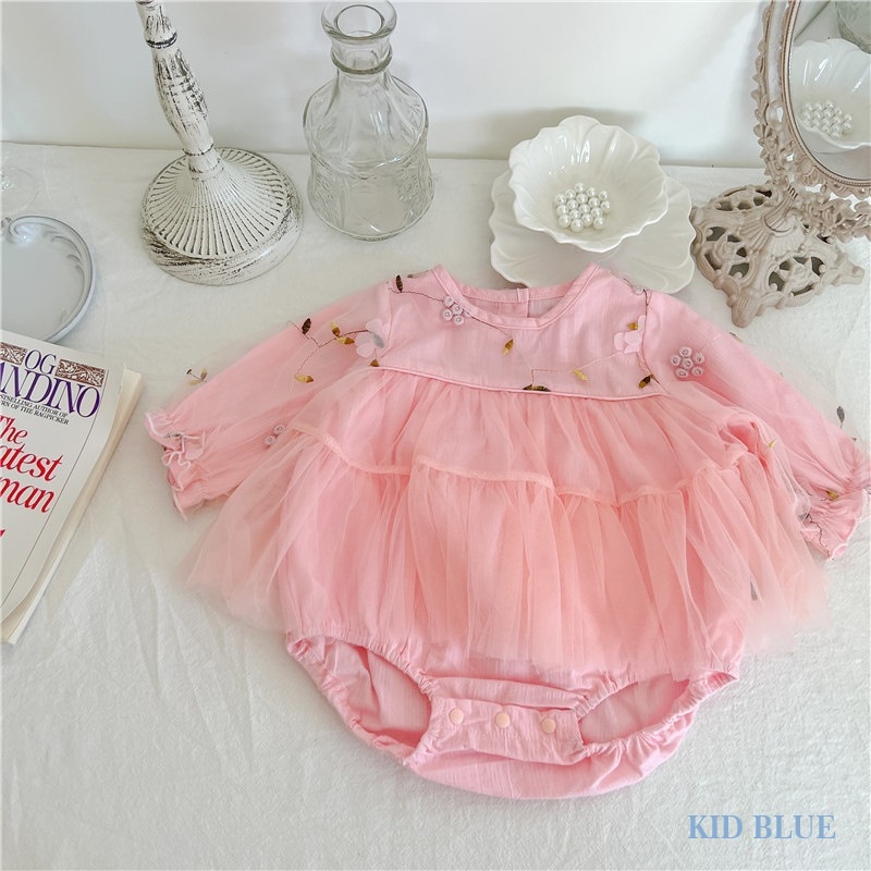 Bộ Áo Liền Quần Tam Giác Vải Mềm Thêu Họa Tiết Thổ Cẩm Dễ Thương Cho Bé Gái