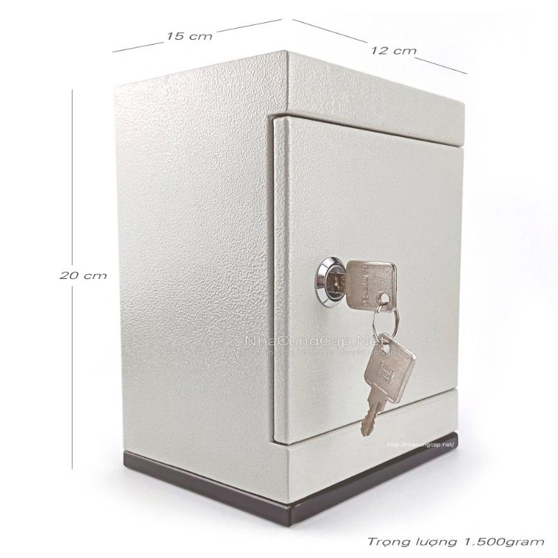 Két sắt mini khóa chìa có khe nhét tiền 20cm